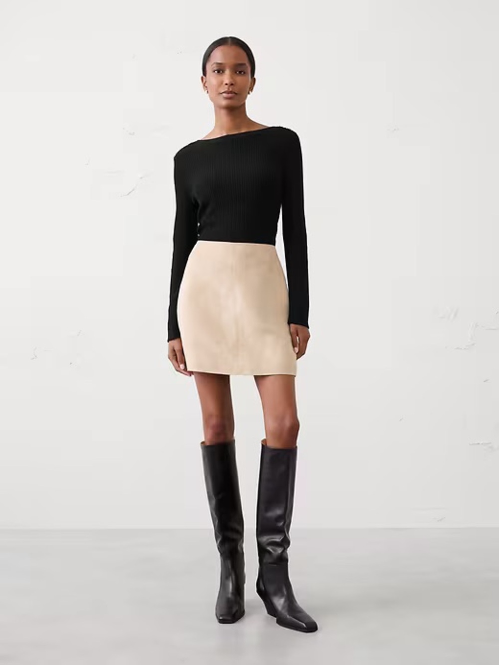 Banana Republic Black Ribbed Long Sleeve Top Medium NWT